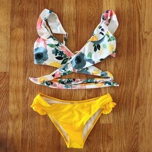 Floral Wrap Tie Bikini Set